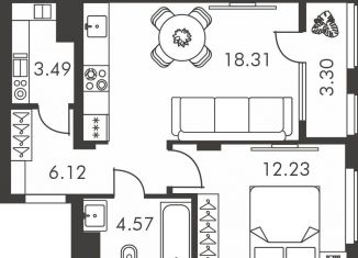 Продается 1-комнатная квартира, 48 м2, Тула, Зареченский территориальный округ, улица Карпова, 103А