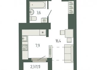 Продается 1-ком. квартира, 29.2 м2, Екатеринбург, площадь Жуковского, 8, метро Ботаническая