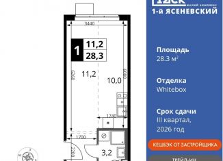 Продается квартира студия, 28.3 м2, деревня Румянцево, СНТ Гипрохим, 1Ас1