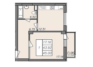 Продаю 1-ком. квартиру, 45 м2, Воронеж, Волгоградская улица, 45