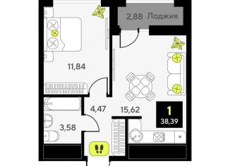 Продаю 1-комнатную квартиру, 38.4 м2, Тюменская область, улица Первооткрывателей, 15