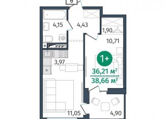 1-ком. квартира на продажу, 36.2 м2, Тюмень, улица Тимофея Кармацкого, 17