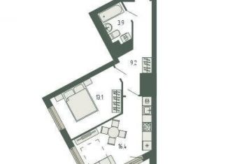 Продается 1-комнатная квартира, 44.7 м2, Екатеринбург, Чкаловский район, площадь Жуковского, 8