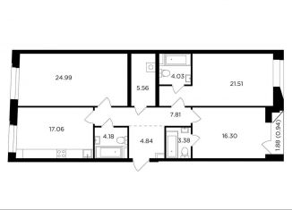 3-ком. квартира на продажу, 110.6 м2, Москва, жилой комплекс Форивер, 3