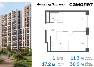 Однокомнатная квартира на продажу, 36.9 м2, Московская область, жилой квартал Новоград Павлино, к8