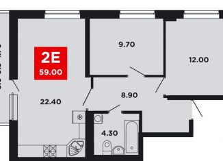 Продается 2-ком. квартира, 59 м2, Краснодар, улица им. Мурата Ахеджака, 12к9, Прикубанский округ