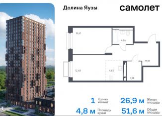 Однокомнатная квартира на продажу, 51.6 м2, Московская область, жилой комплекс Долина Яузы, 2