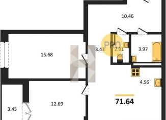 2-ком. квартира на продажу, 71.6 м2, Новосибирск, улица Титова, 48, Ленинский район