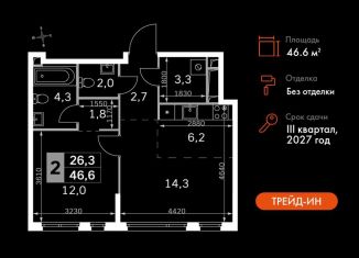 Двухкомнатная квартира на продажу, 46.6 м2, Москва, СЗАО, жилой комплекс Сидней Сити, к6/3