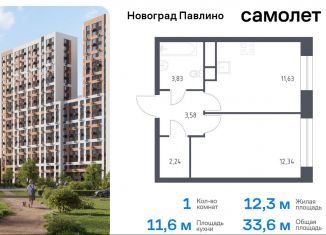 Продажа 1-ком. квартиры, 33.6 м2, Московская область, жилой квартал Новоград Павлино, к8