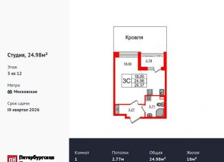 Продажа квартиры студии, 25 м2, Санкт-Петербург, метро Проспект Ветеранов, Кубинская улица, 78к2