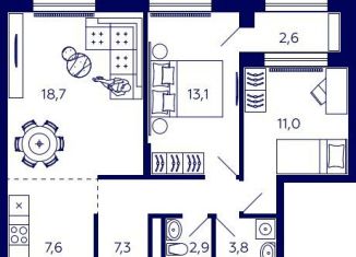 Продаю квартиру со свободной планировкой, 65.6 м2, Уфа, Октябрьский район, улица Энтузиастов, 7