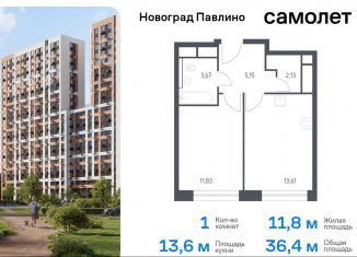 Продам однокомнатную квартиру, 36.4 м2, Московская область, жилой квартал Новоград Павлино, к8