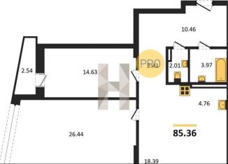 2-ком. квартира на продажу, 85.4 м2, Новосибирск, улица Титова, 48, Ленинский район