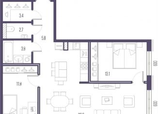 Продаю двухкомнатную квартиру, 77.4 м2, Санкт-Петербург, улица Стахановцев, 1, улица Стахановцев