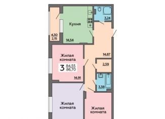 Продажа 3-ком. квартиры, 86.7 м2, Воронеж, Краснознамённая улица, 109/1