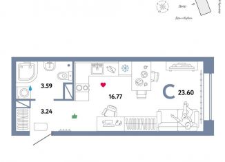 Продается квартира студия, 23.6 м2, Тюмень, ЖК Колумб