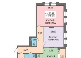 2-ком. квартира на продажу, 73.9 м2, Воронеж, Железнодорожный район