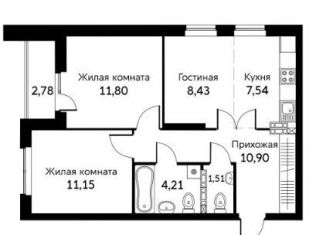 Продам 3-комнатную квартиру, 57.3 м2, Екатеринбург, улица Олега Кошевого, 1, ЖК Уктус