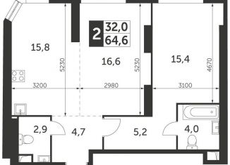 Продажа 2-комнатной квартиры, 64.6 м2, Москва, ЖК Архитектор