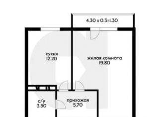 Продается однокомнатная квартира, 42.5 м2, Краснодар, улица Трудовой Славы, 62Ак3, улица Трудовой Славы
