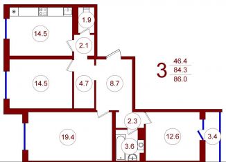 Продается 3-комнатная квартира, 86 м2, хутор Ветряк, Выборская улица, 6