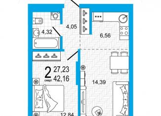 Продам 1-комнатную квартиру, 42.2 м2, Уфа, Владивостокская улица, 1/2, ЖК Эдисон