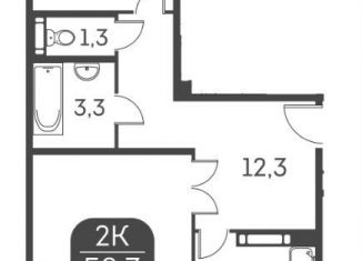 Продам двухкомнатную квартиру, 58.6 м2, Новосибирск, метро Площадь Гарина-Михайловского, Междуреченская улица, 7/1