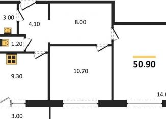 Продам 2-комнатную квартиру, 50.9 м2, посёлок Садовый, микрорайон Околица, 12С