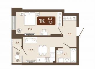 Продаю 1-ком. квартиру, 37.5 м2, Кемерово