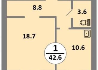 Продается однокомнатная квартира, 42.7 м2, Красноярский край, проспект 60 лет Образования СССР, 48