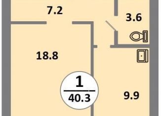 1-комнатная квартира на продажу, 40.3 м2, Красноярский край, проспект 60 лет Образования СССР, 48