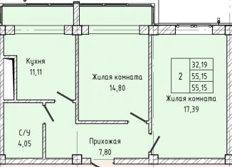 Продажа 2-комнатной квартиры, 55.2 м2, Нальчик, улица Атажукина, 10