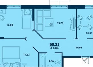 Трехкомнатная квартира на продажу, 68.2 м2, Уфа