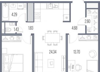 Продажа 2-ком. квартиры, 66.3 м2, Санкт-Петербург, метро Василеостровская