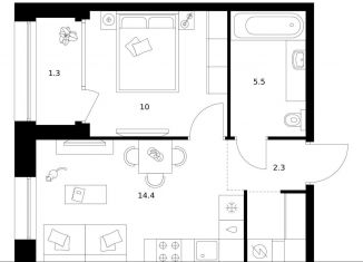 Продается однокомнатная квартира, 35.9 м2, Санкт-Петербург, метро Зенит