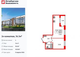 Продается однокомнатная квартира, 36.3 м2, Санкт-Петербург, Московский район