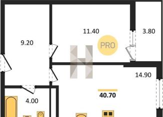 Продаю однокомнатную квартиру, 40.7 м2, Ростов-на-Дону, Советский район