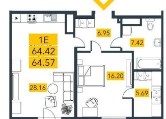 1-комнатная квартира на продажу, 64.4 м2, Санкт-Петербург, метро Приморская