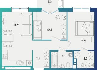 Продажа двухкомнатной квартиры, 57.3 м2, Альметьевск