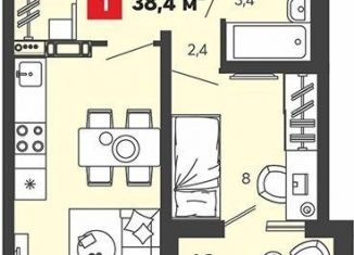 Продажа 1-комнатной квартиры, 38.4 м2, Пензенская область, Алая улица, с75