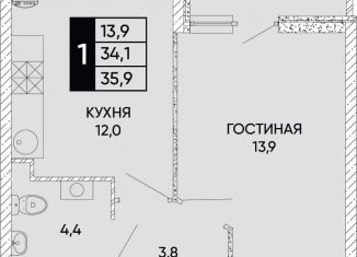 Продам 1-комнатную квартиру, 35.9 м2, Ростов-на-Дону, Кировский район