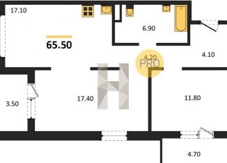 Продажа двухкомнатной квартиры, 65.5 м2, Новосибирск, ЖК Галактика, улица Николая Островского, 195/6