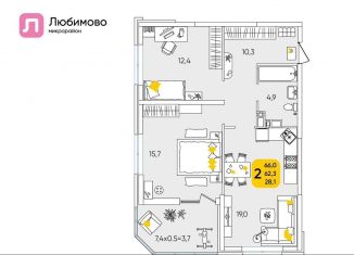 Продаю 2-ком. квартиру, 66 м2, Краснодар, микрорайон Любимово, 10/1