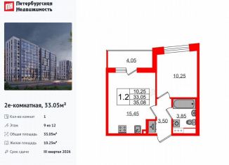 Продам однокомнатную квартиру, 33.1 м2, Санкт-Петербург, метро Парнас