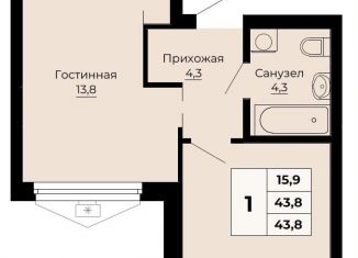 Продаю 1-комнатную квартиру, 43.8 м2, Екатеринбург, Железнодорожный район, улица Одинарка, 6