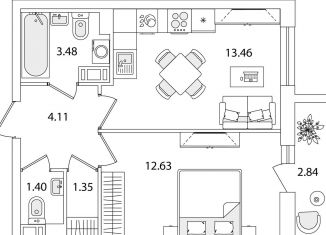 Продаю однокомнатную квартиру, 37.9 м2, Санкт-Петербург