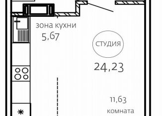 Продаю квартиру студию, 24.2 м2, Челябинск, Курчатовский район