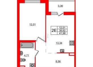 1-ком. квартира на продажу, 42 м2, посёлок Парголово, Михайловская дорога, 22к1