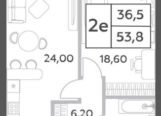 Двухкомнатная квартира на продажу, 53.8 м2, Москва, проспект Генерала Дорохова, вл1к1, метро Ломоносовский проспект